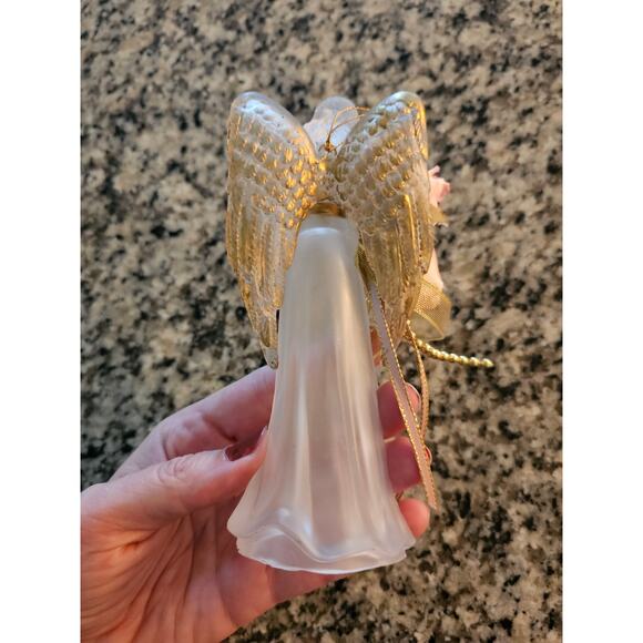 Vintage 1990s Plastic Angel Christmas Ornament Translucent White Gold - Picture 2 of 4
